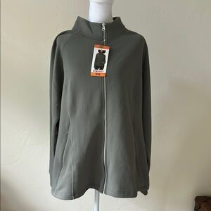 32 Degrees Dark Olive Jacket with Full-Length Zipper and Stand-Up Collar.NWT